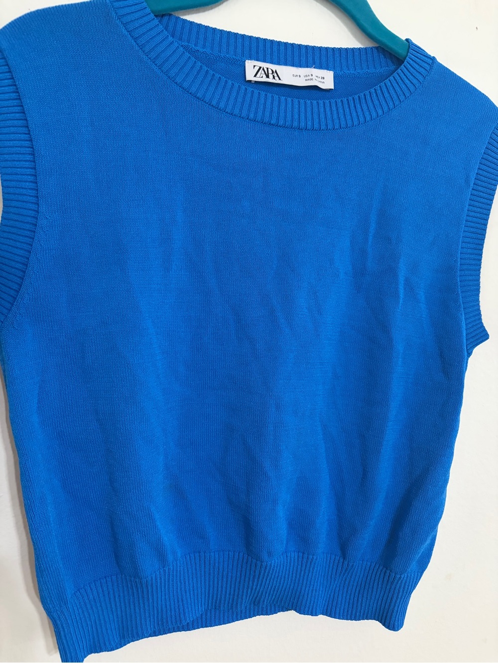 Zara Electric Blue Ribbed Knit Sleeveless Top - Picture 3 of 4